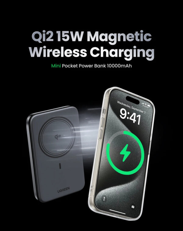 UGREEN 10000mAh 30W Qi2 Magnetic Wireless Power Bank – PB761 – 45763