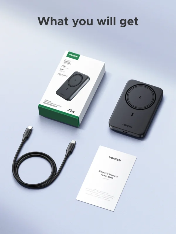 UGREEN 10000mAh Magnetic Wireless Power Bank Space Gray – PB561 – 25919 