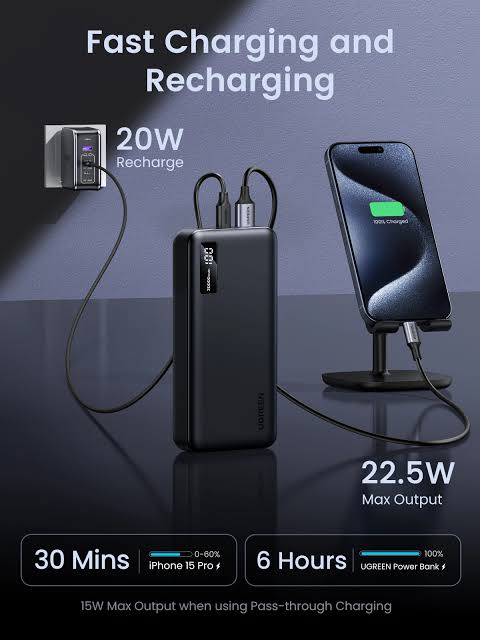 UGREEN 20000mAh 20W Two-way Fast Charging Power Bank – PB312 – 25683