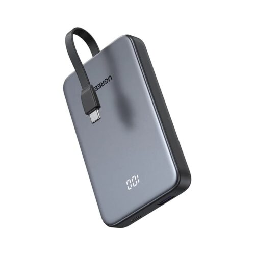 UGREEN 10000mAh 20W Power Bank with Built-in Cable- PB526 – 75161B 