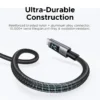 UGREEN 3 Meter 240W Smart Digital Display Type-C to Type-C PD Fast Charging Cable – L530 – 65868
