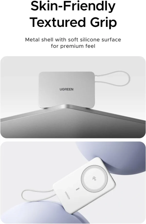 UGREEN 10000mAh 15W Qi2 MagFlow Air Magnetic Power Bank (Lunar White)- PB570 – 75983B