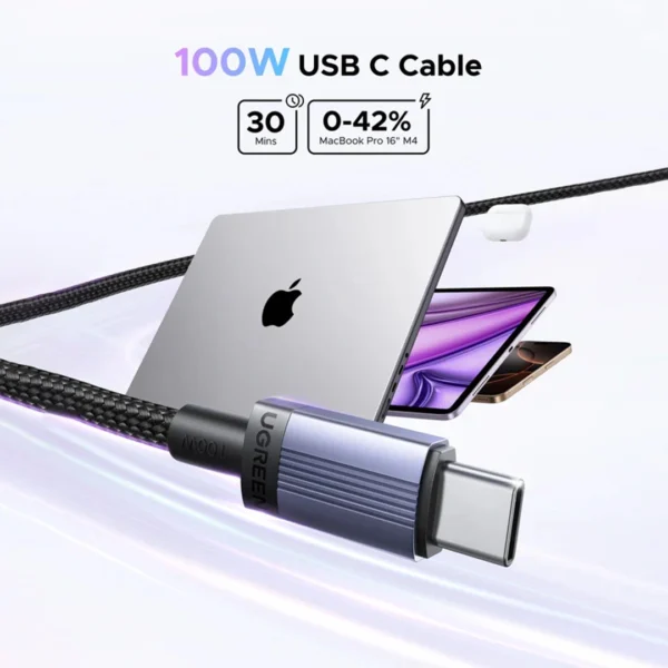 UGREEN 2 Meter 100W Type-C to Type-C PD Fast Charging Cable – L528 – 65833