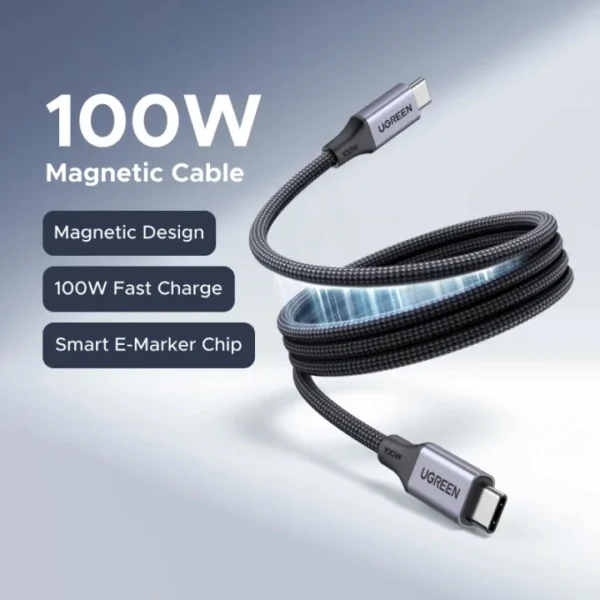 UGREEN-1Meter-100W-Magnetic-Type-C-to-Type-C-PD-Fast-Charging-Cable-L520-55517-1-Year-Warranty-ugreen-9 UGREEN 1Meter 100W Magnetic Type-C to Type-C PD Fast Charging Cable – L520 – 55517