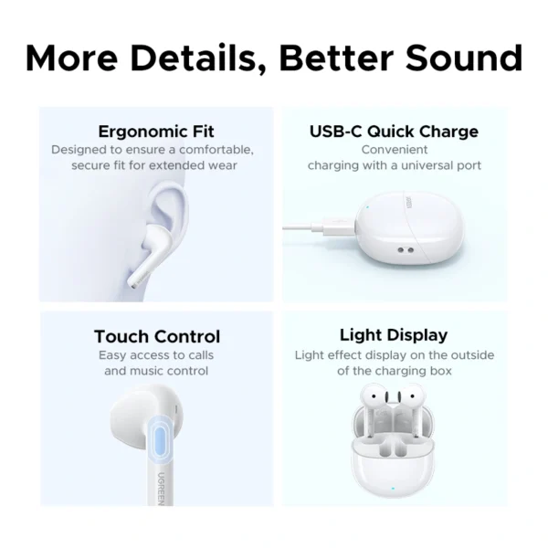 UGREEN LightBuds True Wireless Earbuds – WS217 – 65876