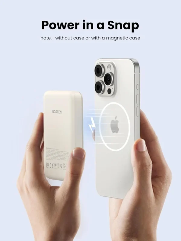UGREEN 10000mAh 20W Magnetic Wireless Power Bank White – PB561 – 25208