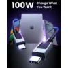 UGREEN 2 Meter 100W Type-C to Type-C PD Fast Charging Nylon Braided Cable – L512 – 45064